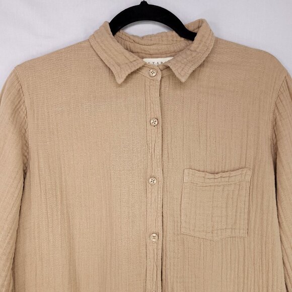 Star X Midi Shirt Dress Size Small Gauze Button Down Beachy Minimalist Boho USA - Picture 3 of 15